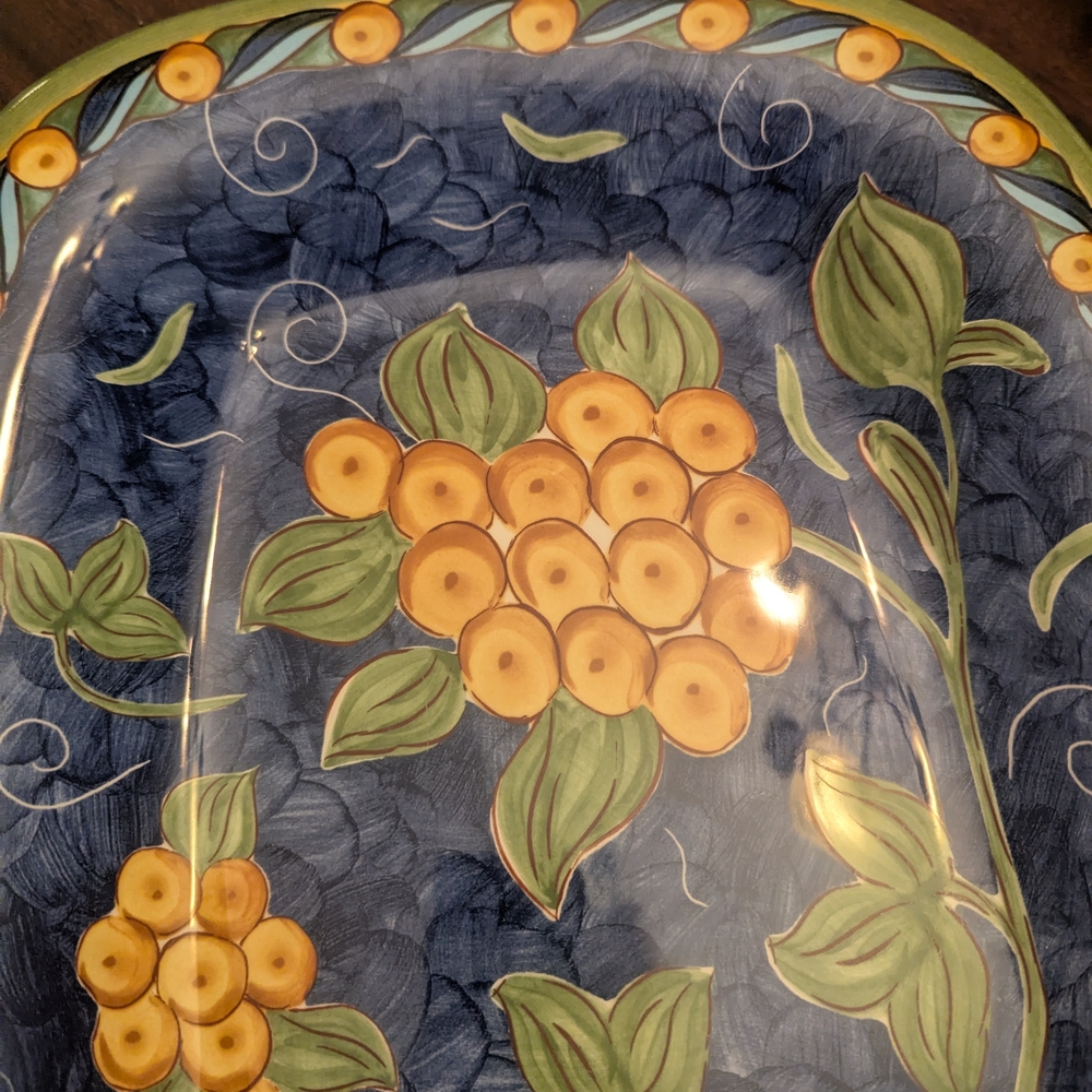 Floral Blue and Green Serving Platter - Picture 2 of 4